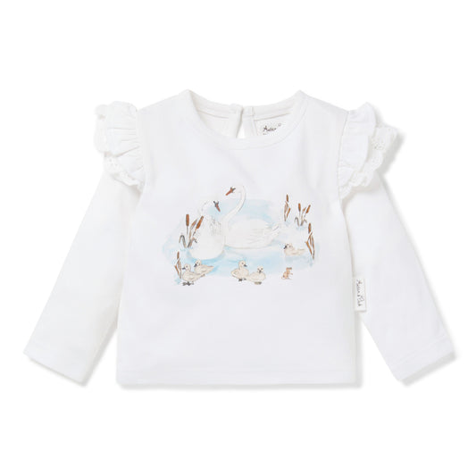 Aster & Oak Swan Print Long Sleeve Tee