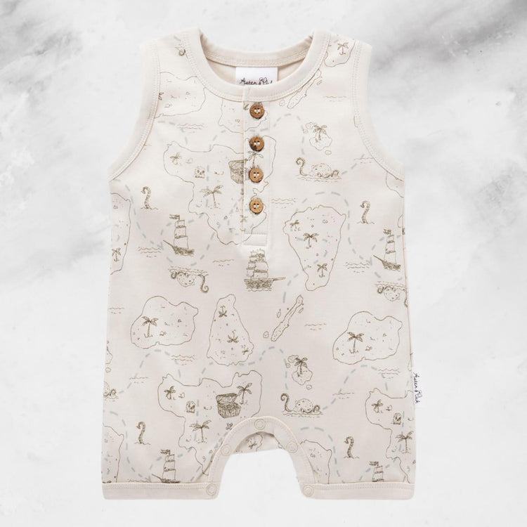 Aster & Oak - Pirate Map Henley Romper