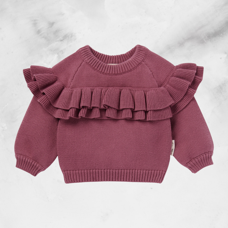 Aster & Oak Berry Ruffle Knit Jumper